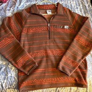 The North Face Men's Zip-Up Sweater in Brown and Orange
